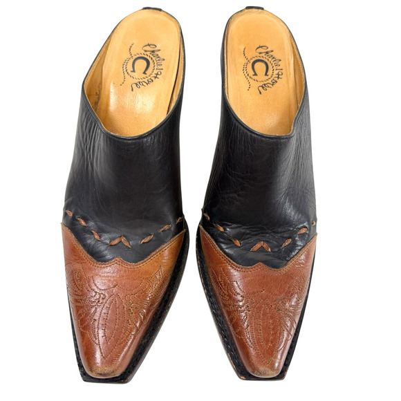Lucchese Charlie 1 Horse Western Mules Size 6B Leather 2-Tone Pointed Cowgirl - Picture 4 of 10